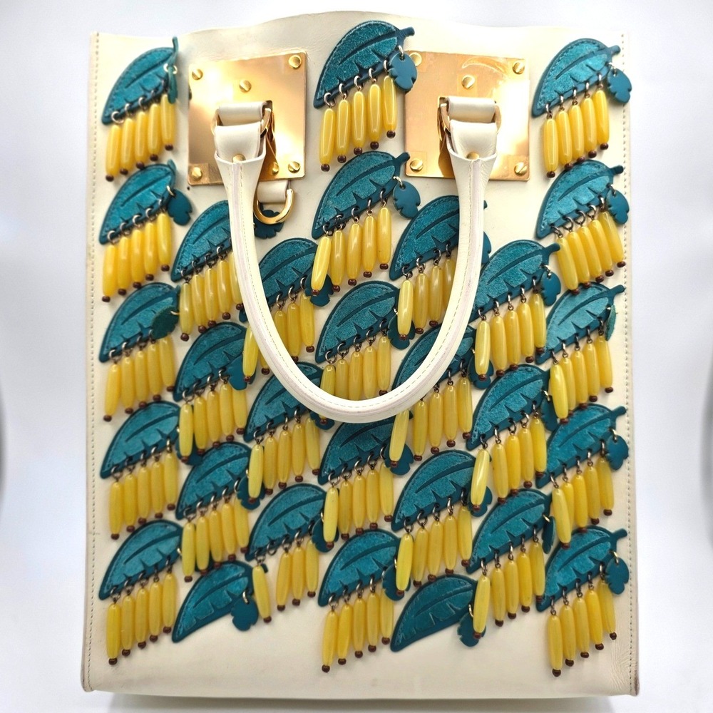 Sophie Hulme Go Bananas Albion Tote Full 3D Banana Leaf Cream Leather Bag